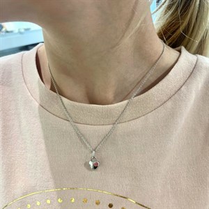 Hjerte halskæde i sølv med pink krystal | 869 110